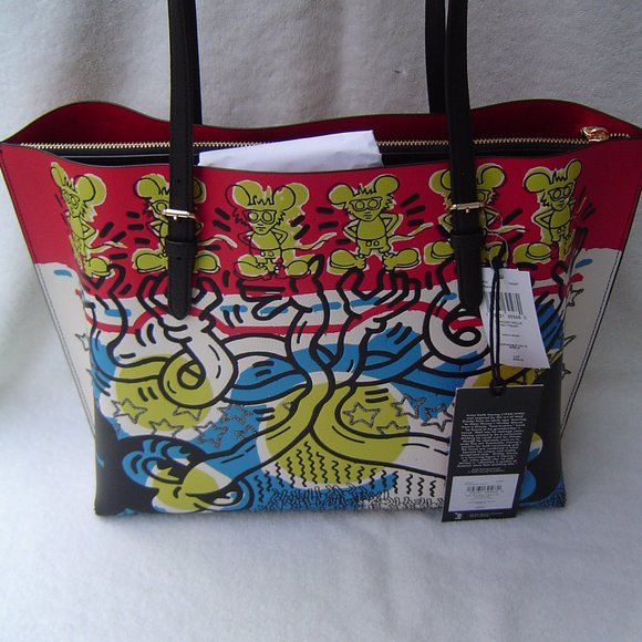 NEW AUTHENTIC COACH KEITH HARING MICKEY MOUSE MOLLIE TOTE #C6979 - Picture 4 of 14